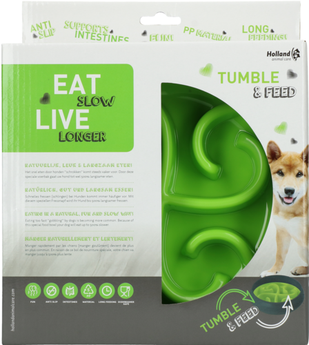 Eat Slow Live Longer Tumble Feeder Green