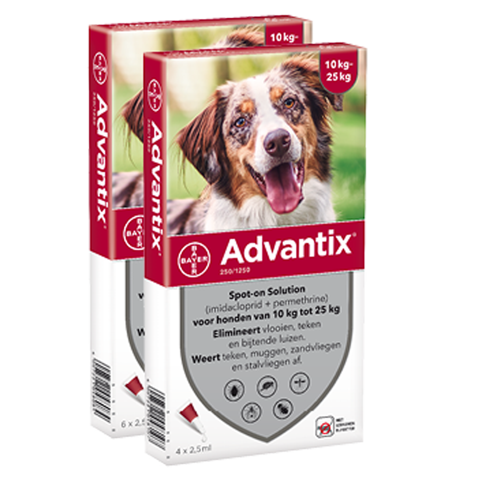 Kostuum uitslag telefoon Advantix 250 hond (10 - 25 kg) - 4 pip - Boerenwinkel