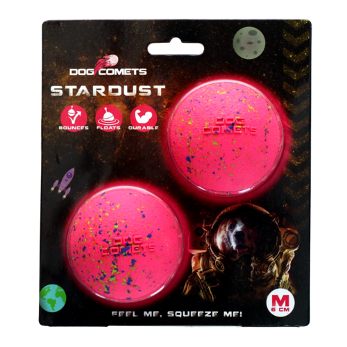 Dog Comets Ball Stardust Roze M 2-pack