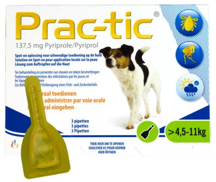 Prac-Tic 137,5 mg Teek&Vlo (4,5-11 kg) 3 pipet