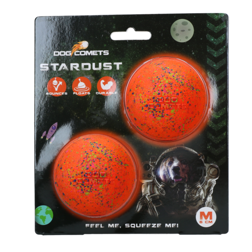 Dog Comets Ball Stardust Oranje M 2-pack