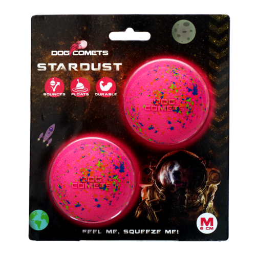 Dog Comets Ball Stardust Roze M 2-pack