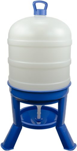 Pluimvee drinktoren 40 l blauw met sifon op pootjes