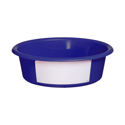 Voerbak 6 l blauw met wit label (paard,kalf, schaap)